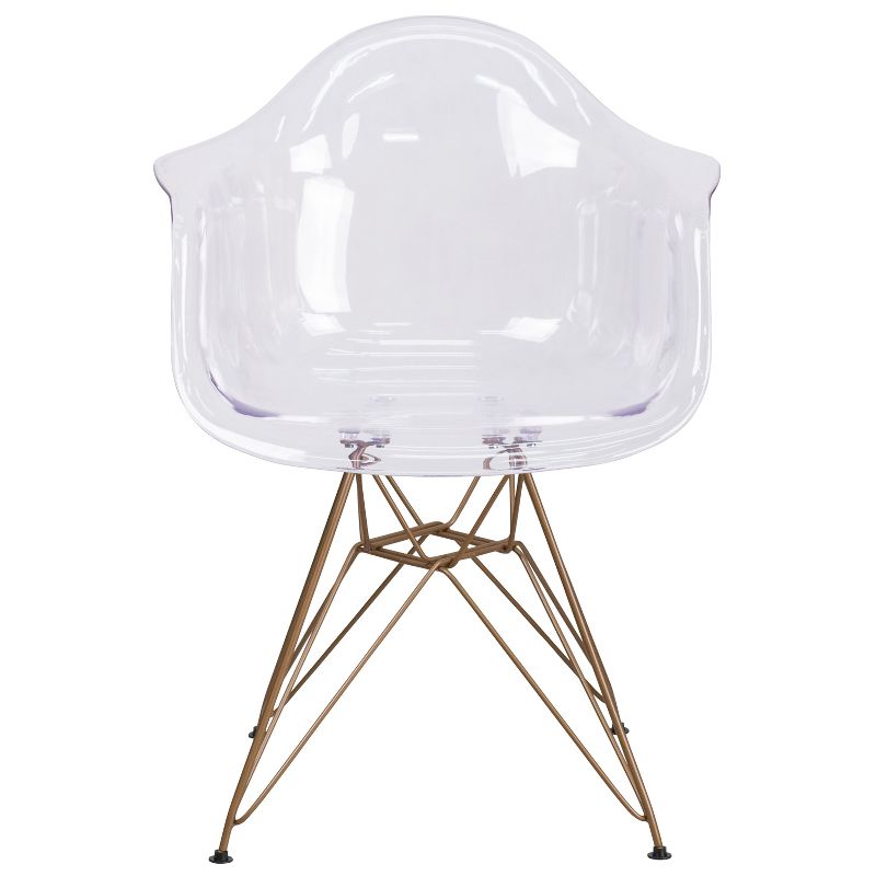 Emma and Oliver Transparent Side Chair with Arms and Gold Base