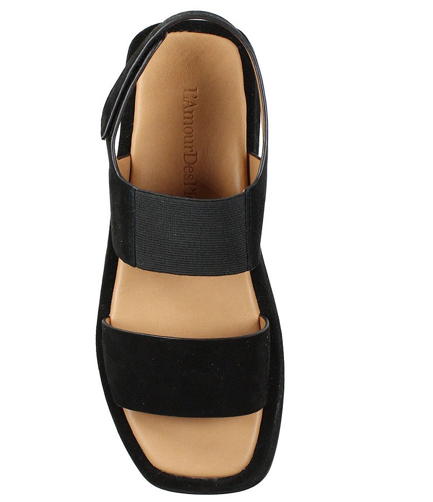 L'Amour Des Pieds Ainsley Suede Platform Wedge Sling Sandals