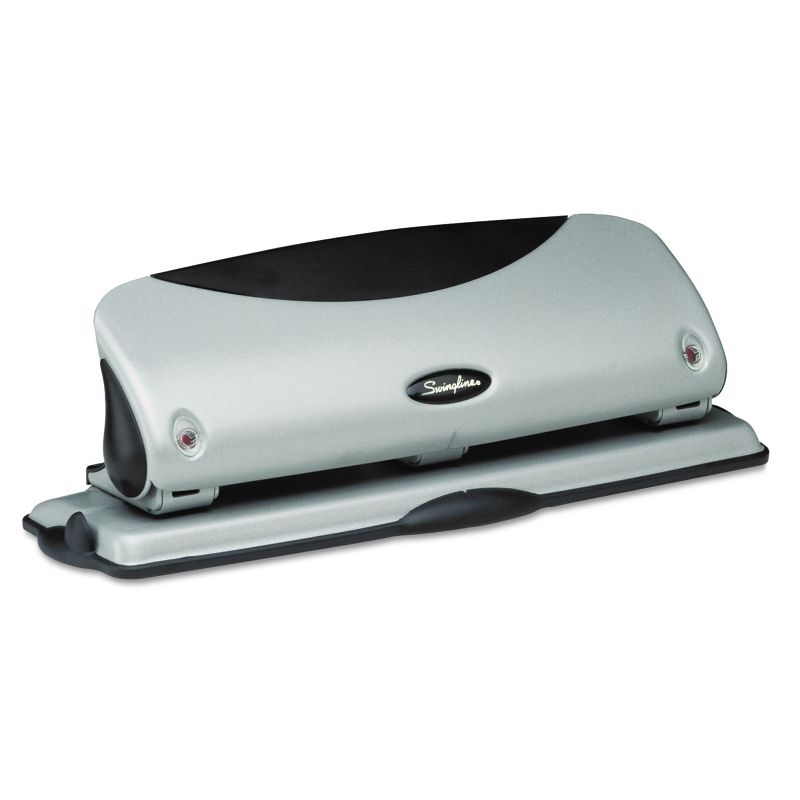 Swingline 12-Sheet Easy View Desktop Three-Hole Punch 9/32" Holes Black/Silver 74063