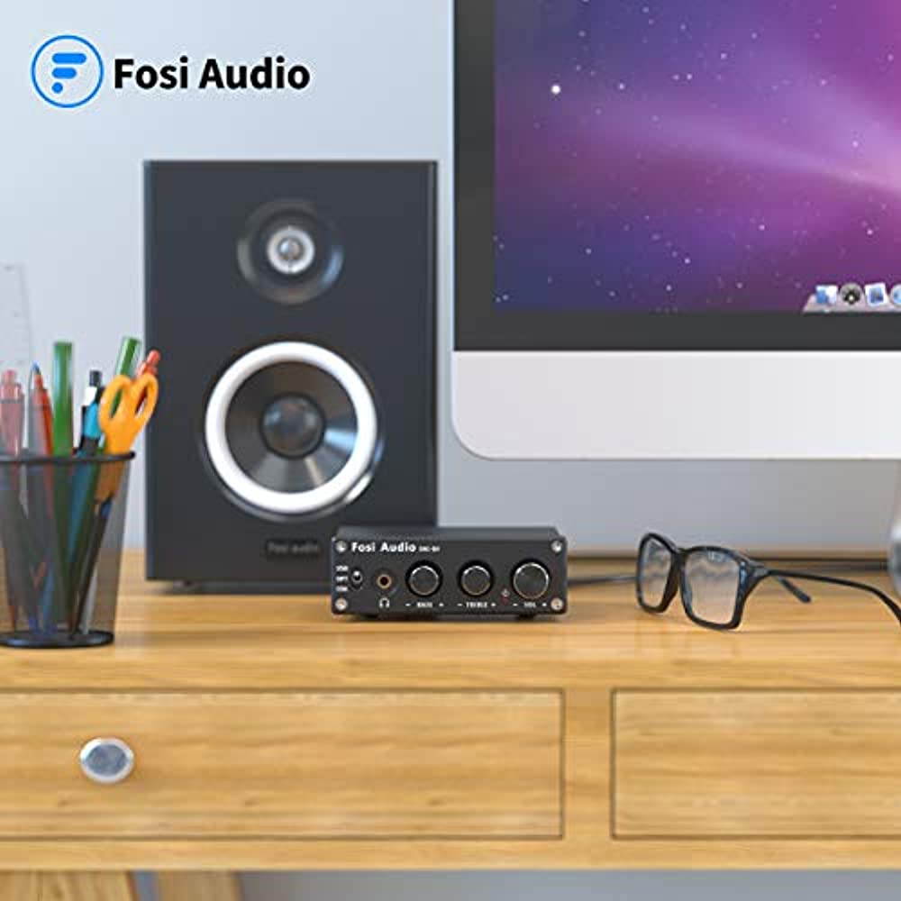 Fosi Audio Q4 - Mini Stereo Gaming DAC & Headphone Amplifier Audio Converter Adapter for Home/Desktop Powered/Active Speakers