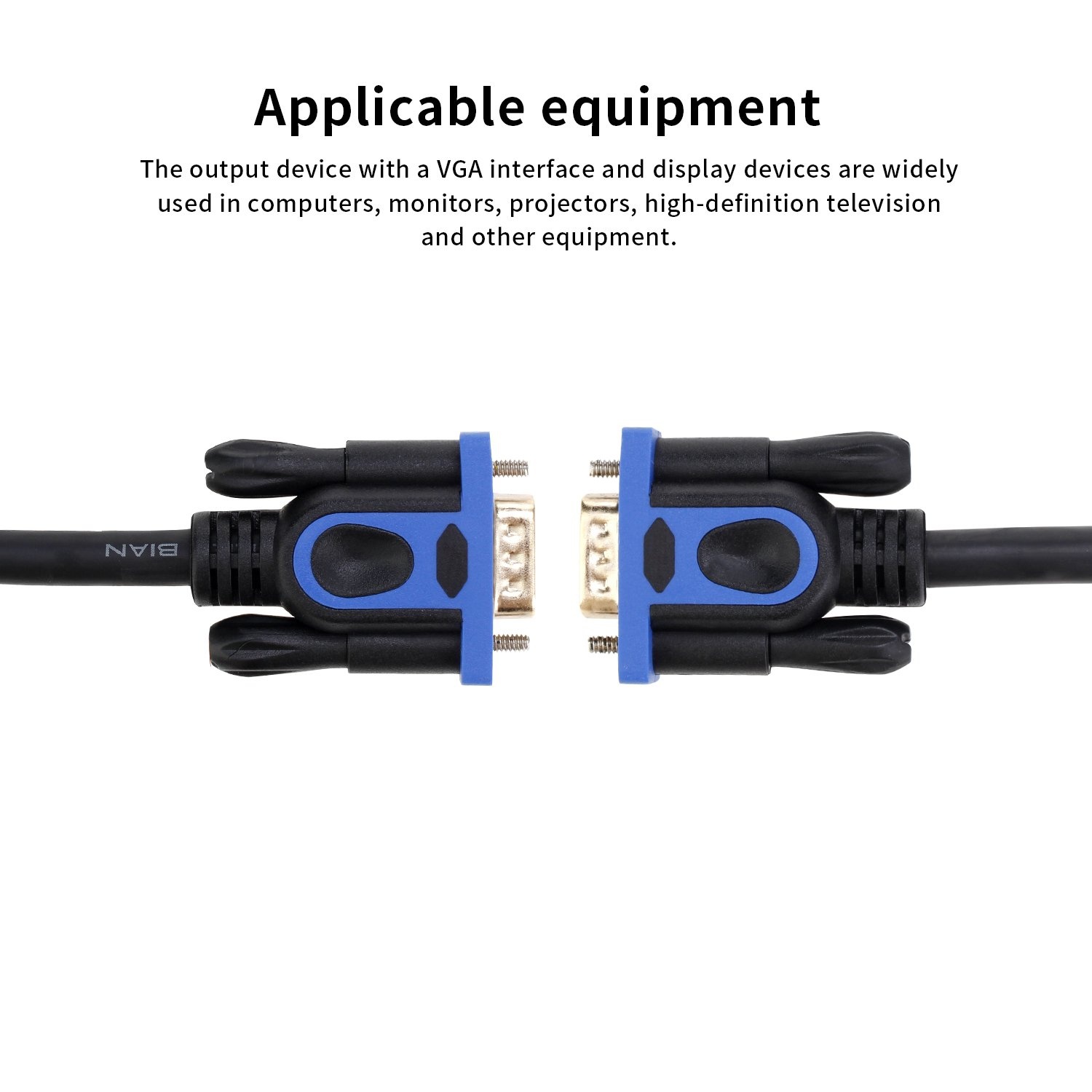 VGA Cable VGA to VGA HD15 Monitor Cable SVGA M/M HD Cable Gold Plated Connectors Support 1080P Full HD for PC HD TV Projector etc 6 Feet