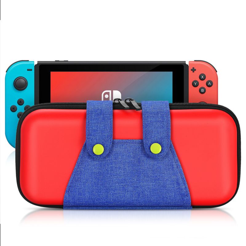 Travel Case for Nintendo Switch Mario Theme Portable Travel Carry Hard Shell EVA Material Pouch Traveler Deluxe Cover with Strap Handle for Switch Console, Joy Con Controller, Game Card Holders