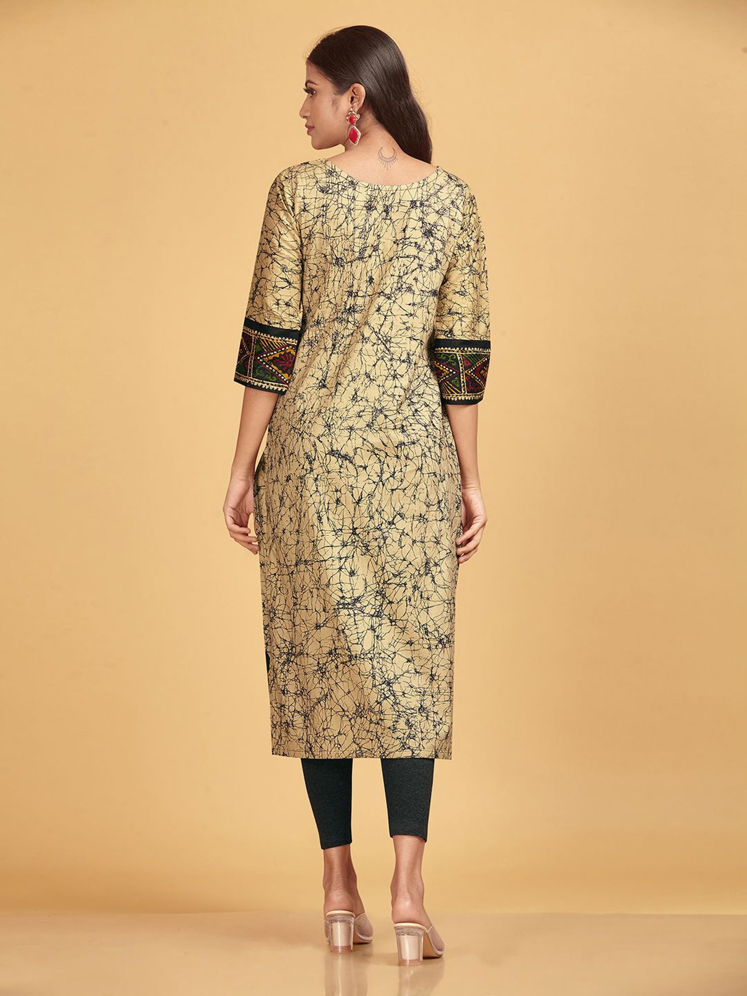 SHANVIKA Beige Printed Pure Cotton Dress Material