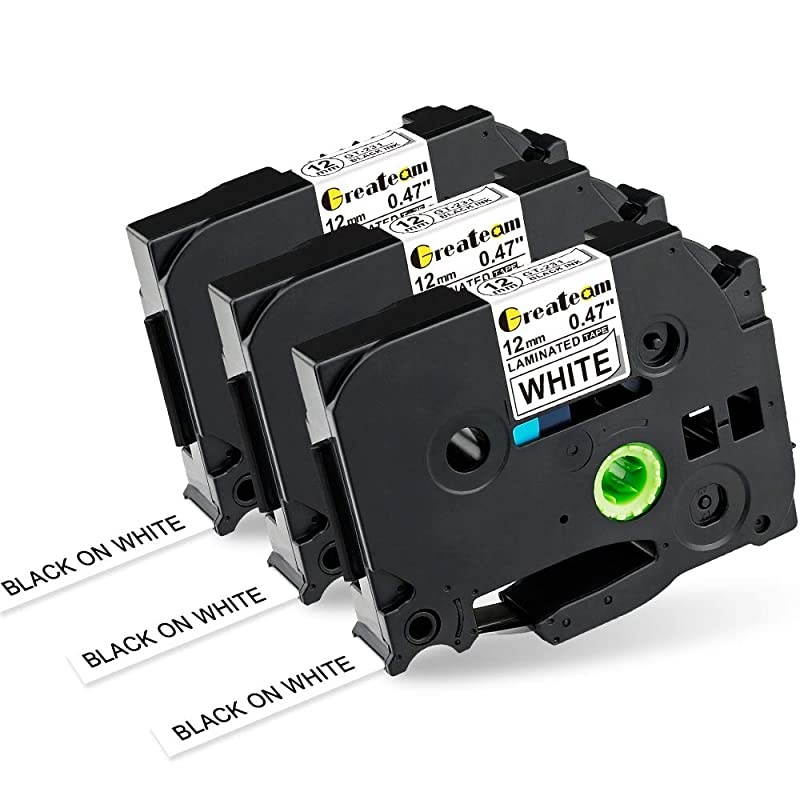 Compatible Label Tape Replacement for Brother PTouch Tape 12mm 047 Inch Laminated White TZe231 TZ231 TZe TZ Tape Work with Brother PT1290 PT1280 PTD600 PTD210 PT1890 3PK