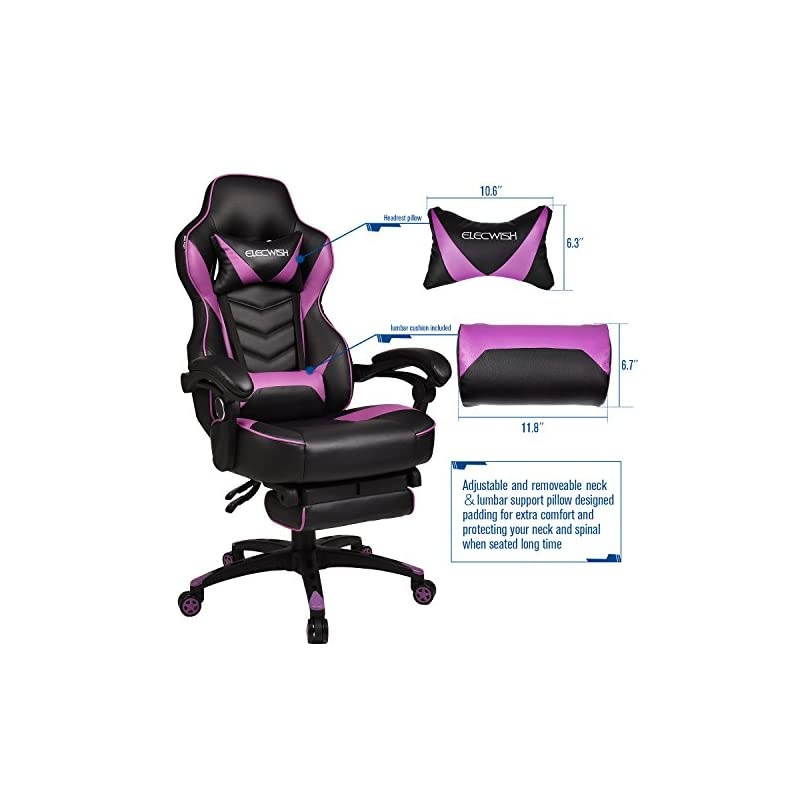 Chair for Adults with Footrest,High Back Swivel Computer Office Chair with Pillows and Lumber Support (Purple)