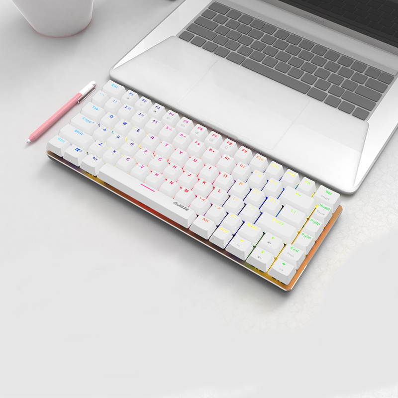 UrChoiceLtd&reg; Ajazz Geek AK3 Usb Wired Gaming Mechanical Keyboard Blue Black Switches for Office, Typists and Play Games ( Blue Switch, Black)