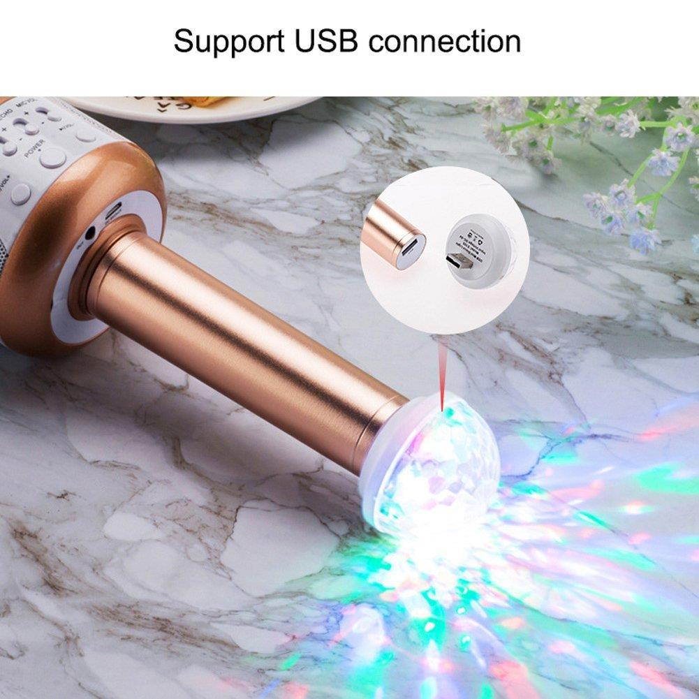 EIGIIS Wireless Bluetooth Karaoke Microphone Portable Hand Microphone Speaker for Smartphone PC (Pink)