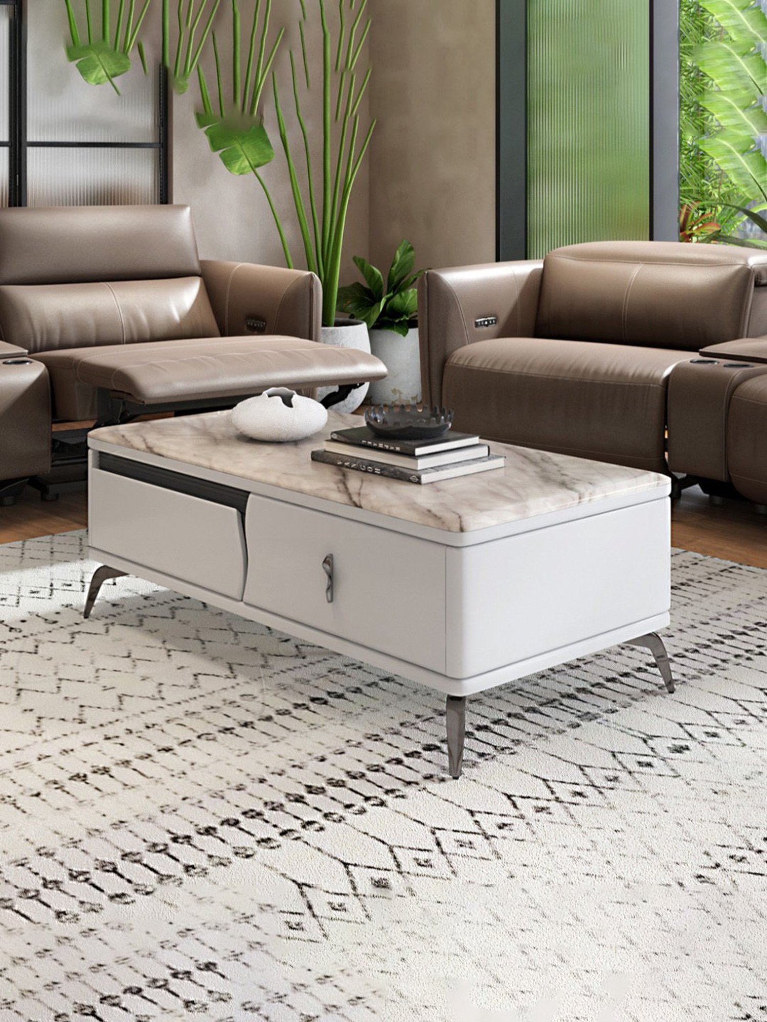Durian Thompson Smoke Grey Marble Coffee Table