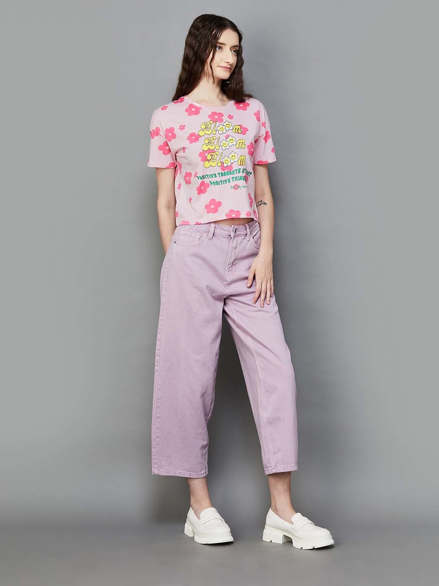SmileyWorld Pink Cotton Printed T-Shirt