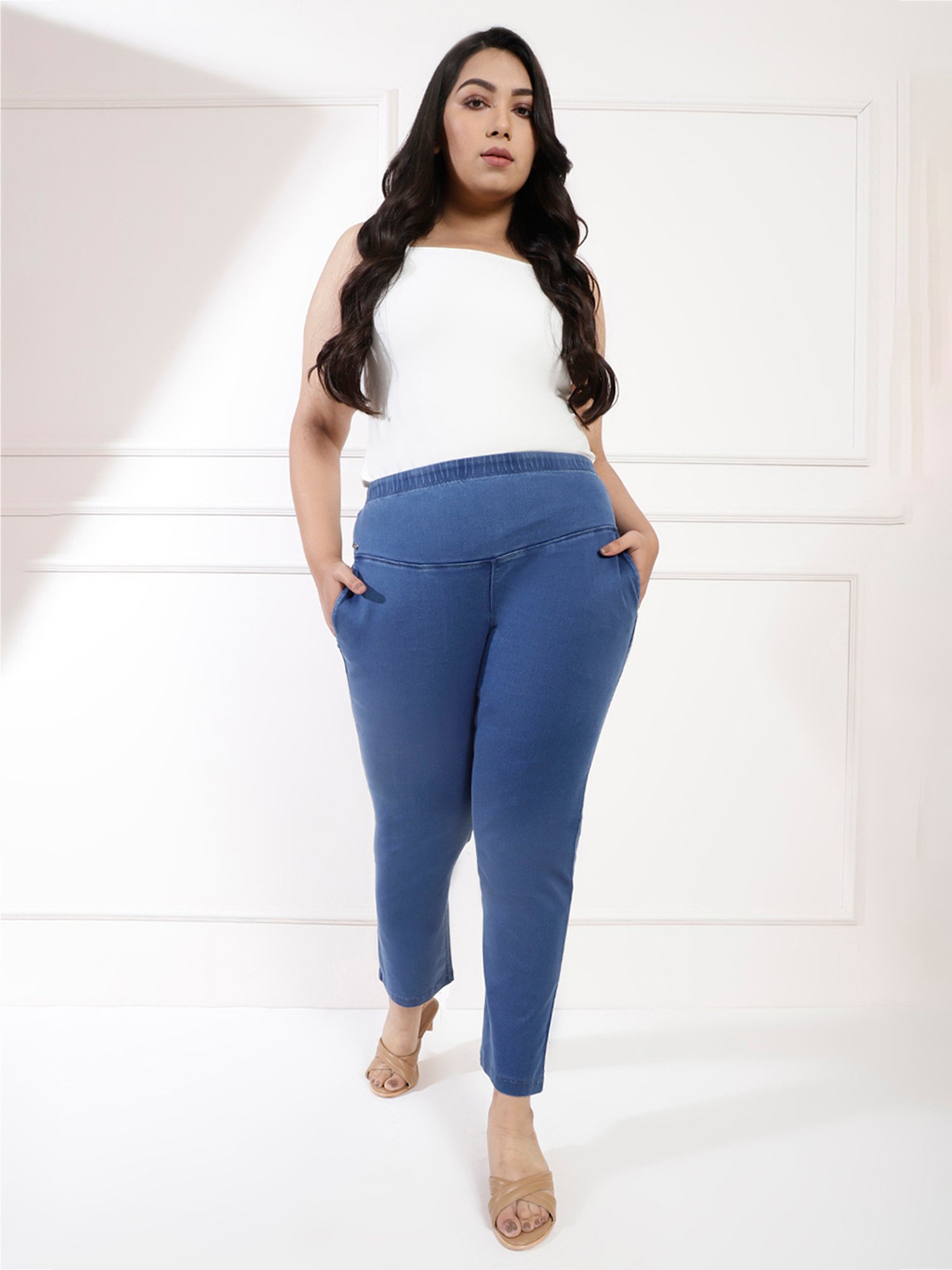 Amydus Blue Straight Fit High Rise Jeans