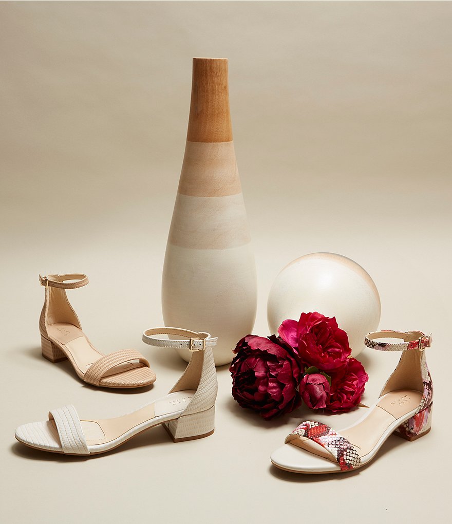 Alex Marie Malahn Embossed Leather Block Heel Dress Sandals