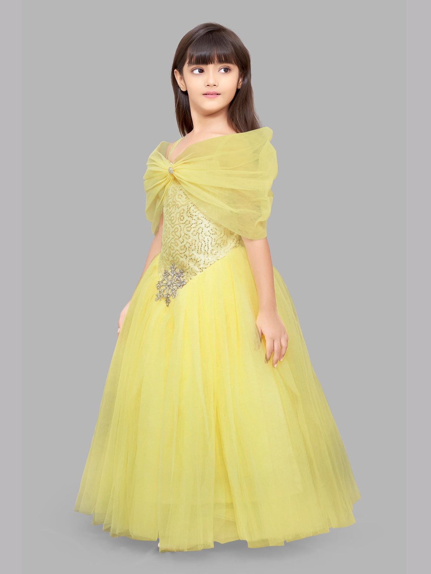 Pink Chick Kids Yellow Embellished Gown
