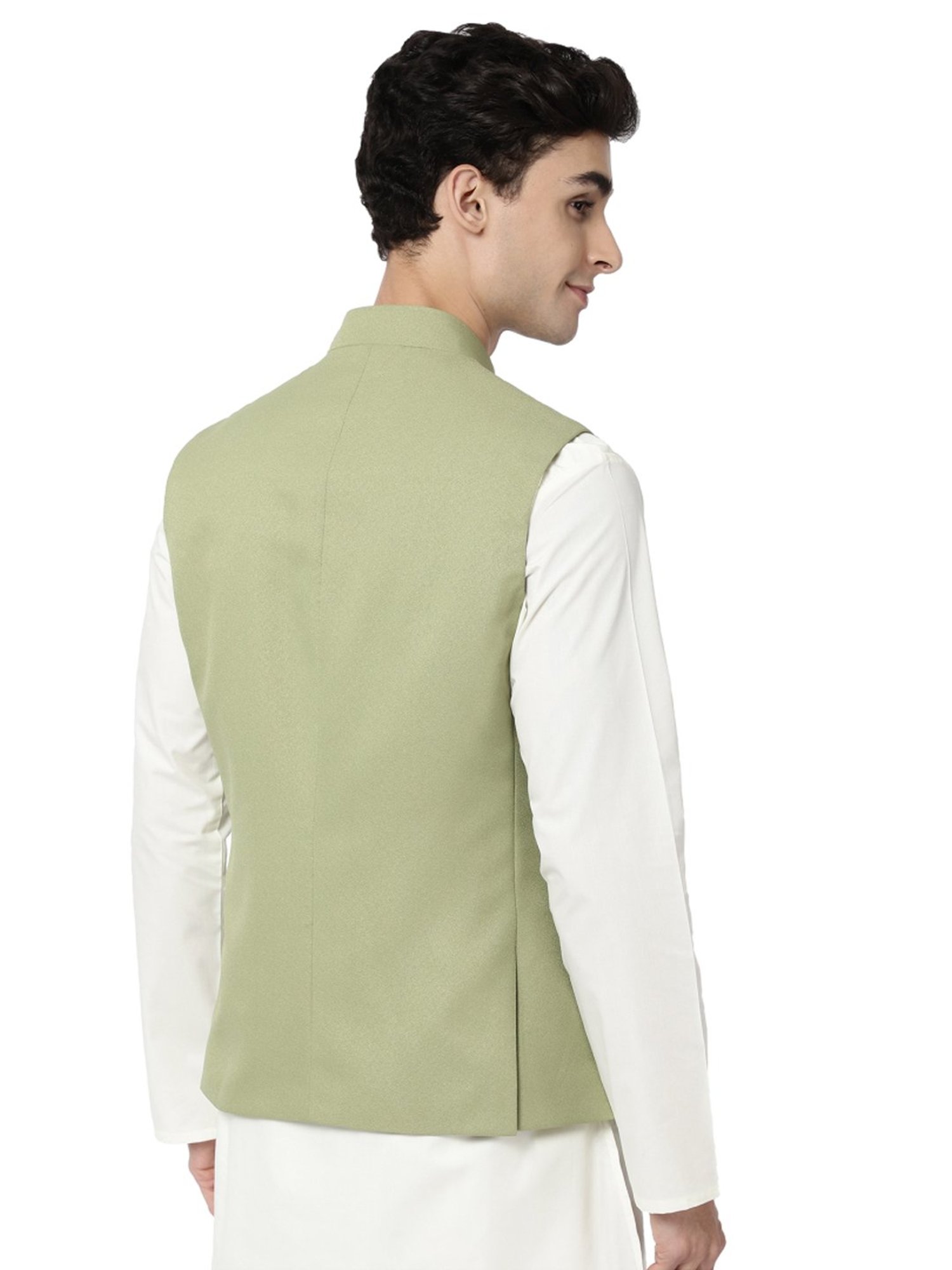 Ad By Arvind Olive Regular Fit Nehru Jacket