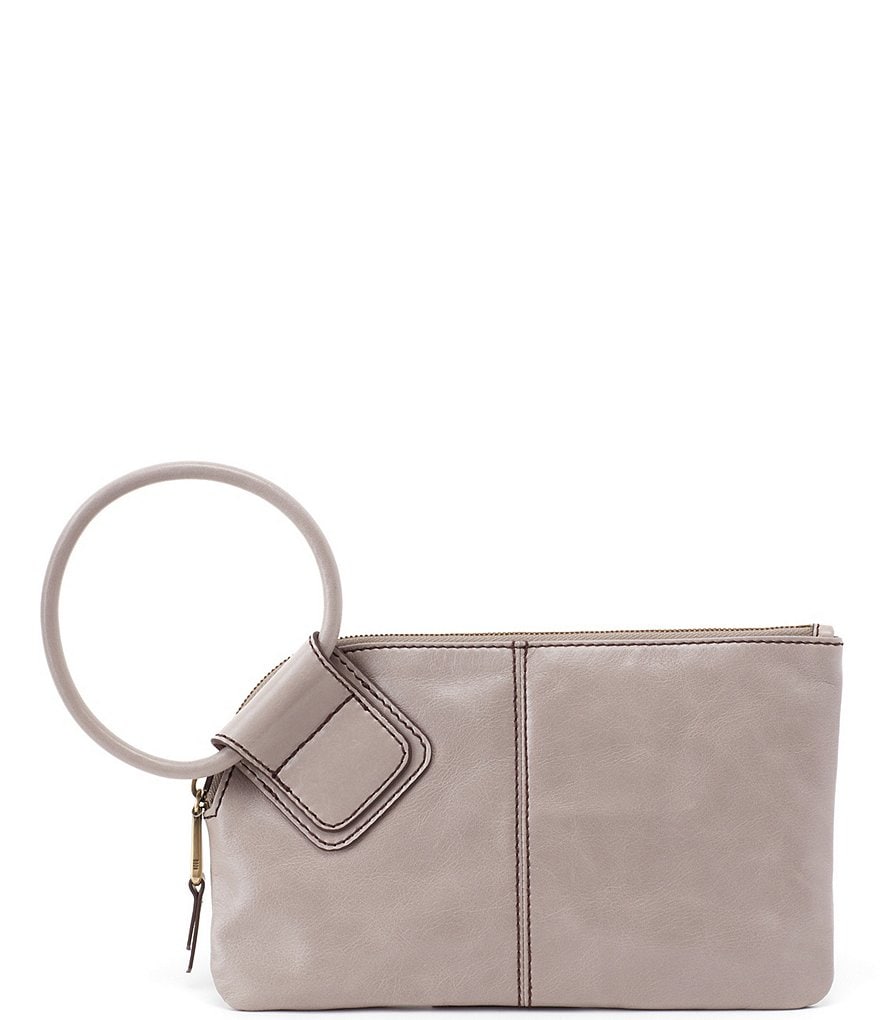 HOBO Sable Top Grain Leather Tassel Ring-Handle Top Zip Wristlet