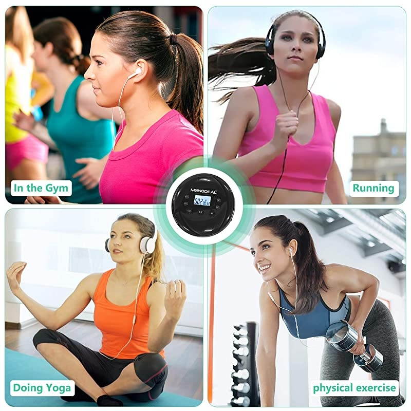 Portable CD Player,  Rechargeable Personal Compact Disc CD Player with Headphones, Anti-Skip Small Walkman Music CD Player for Cars Adults Kids Students (with Larger LCD Display)