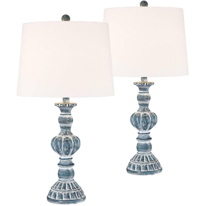 Regency Hill Tanya Blue Wash Table Lamps Set of 2 with Table Top Dimmers