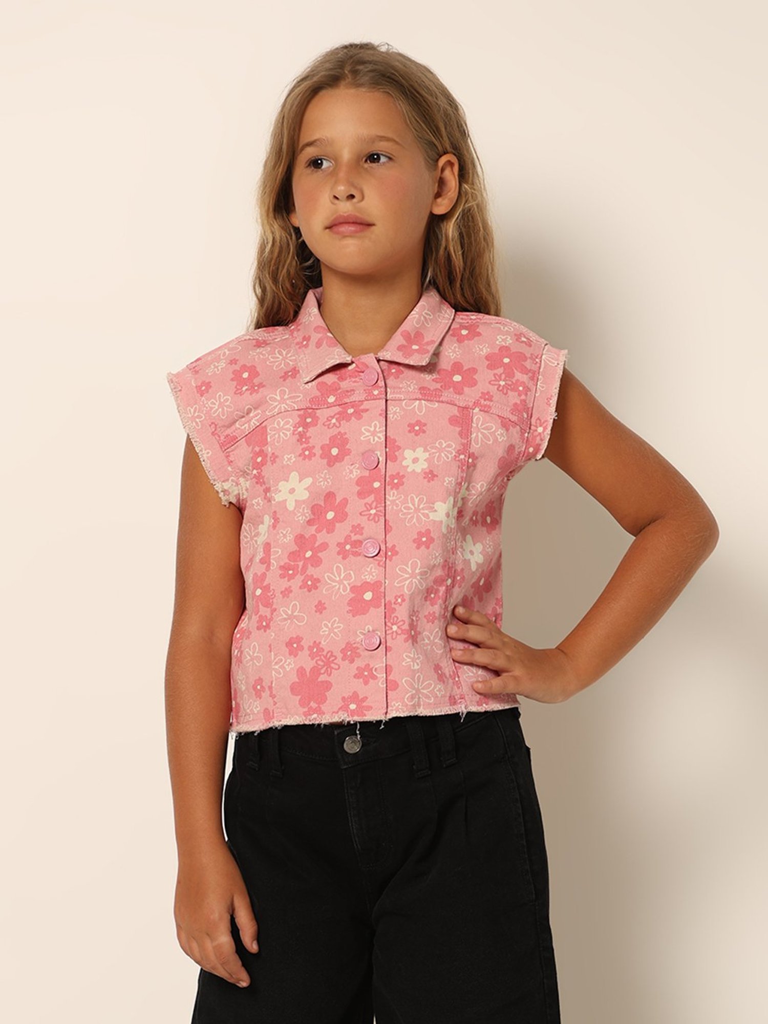 VERO MODA GIRL Pink Floral Print Shirt