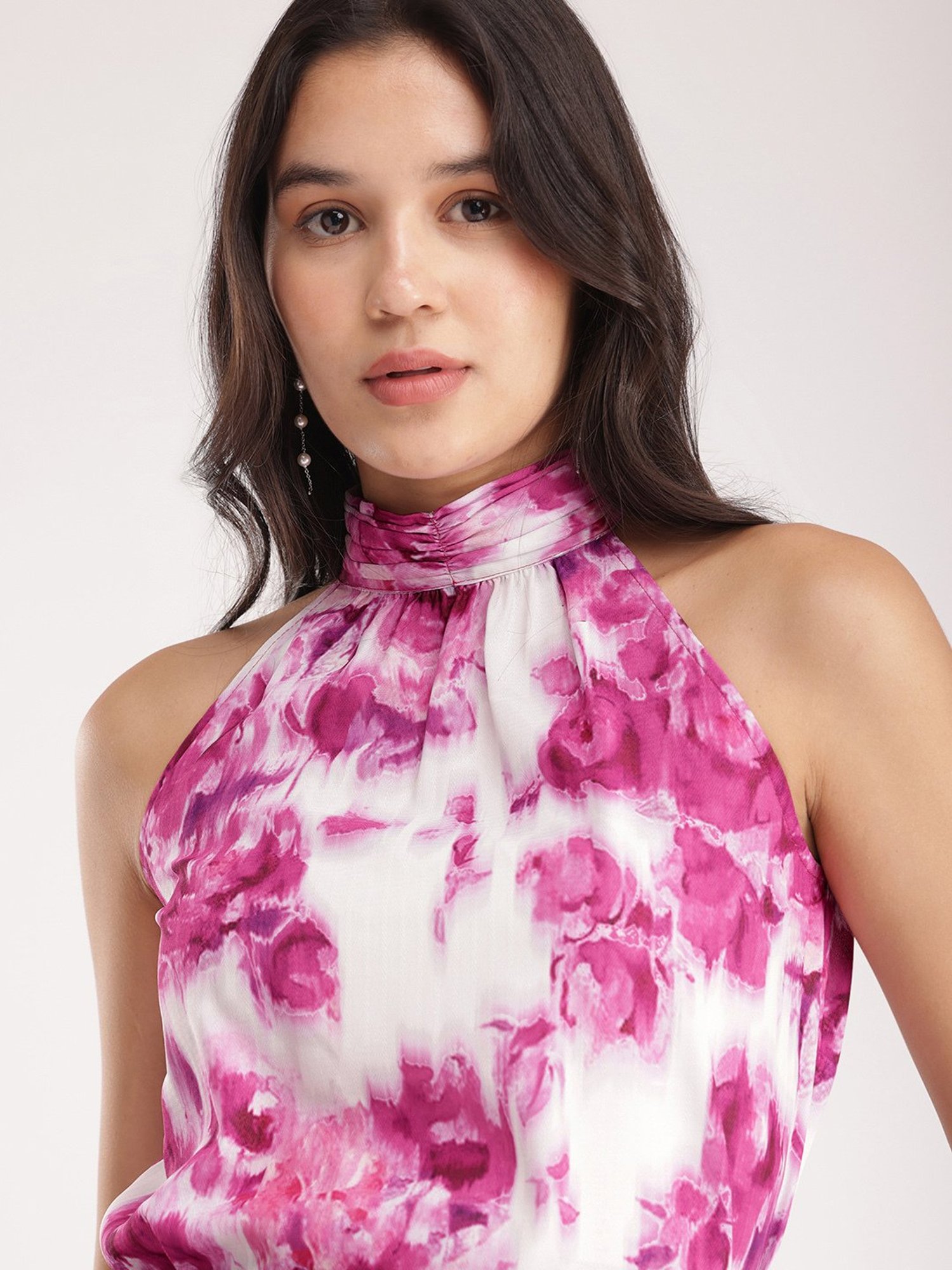 Fablestreet Pink & White Floral Print Top
