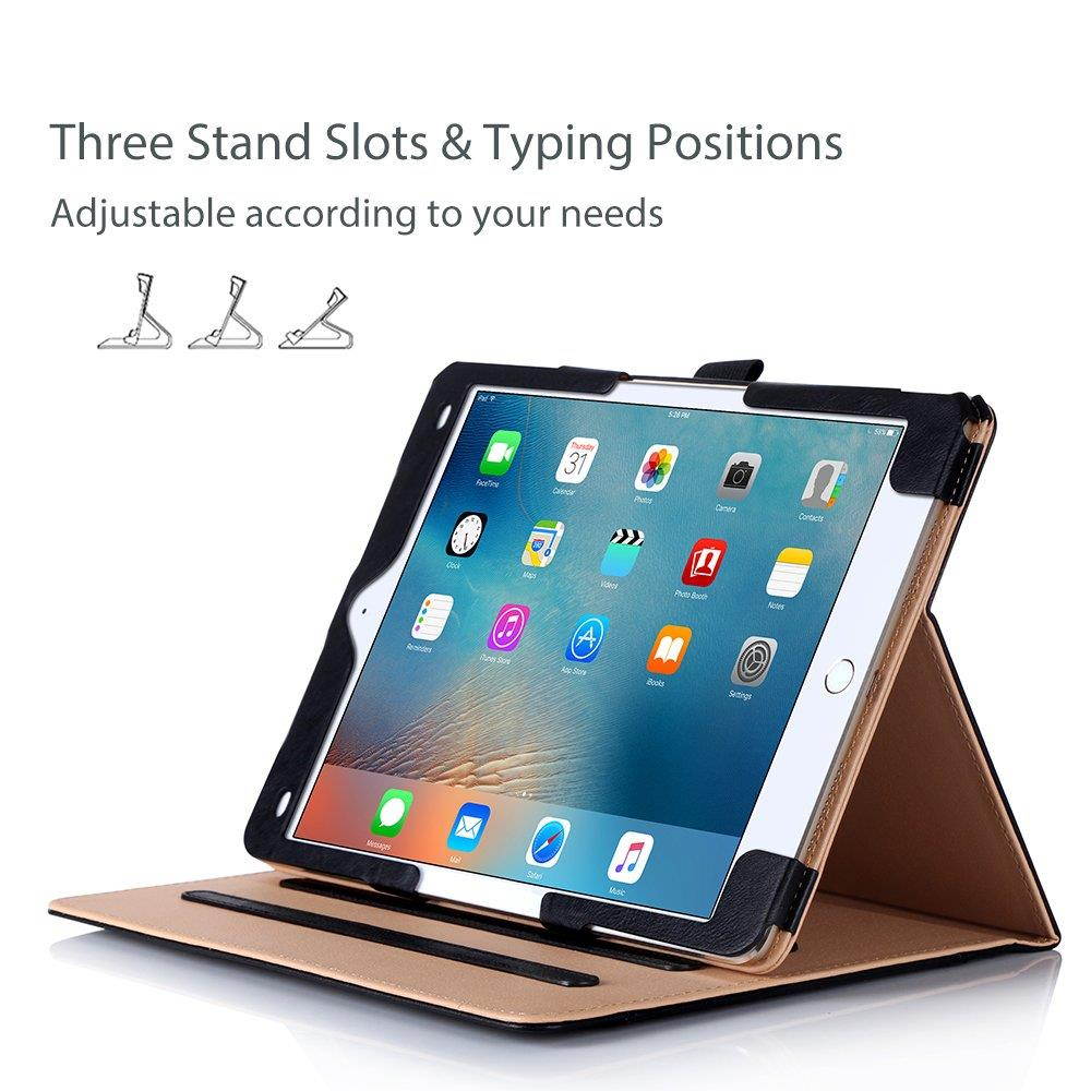 iPad Pro 9.7 Case - ProCase Stand Folio Case Cover for Apple iPad Pro 9.7 Inch 2016, with Multiple Viewing Angles, Document Card Pocket (Black)