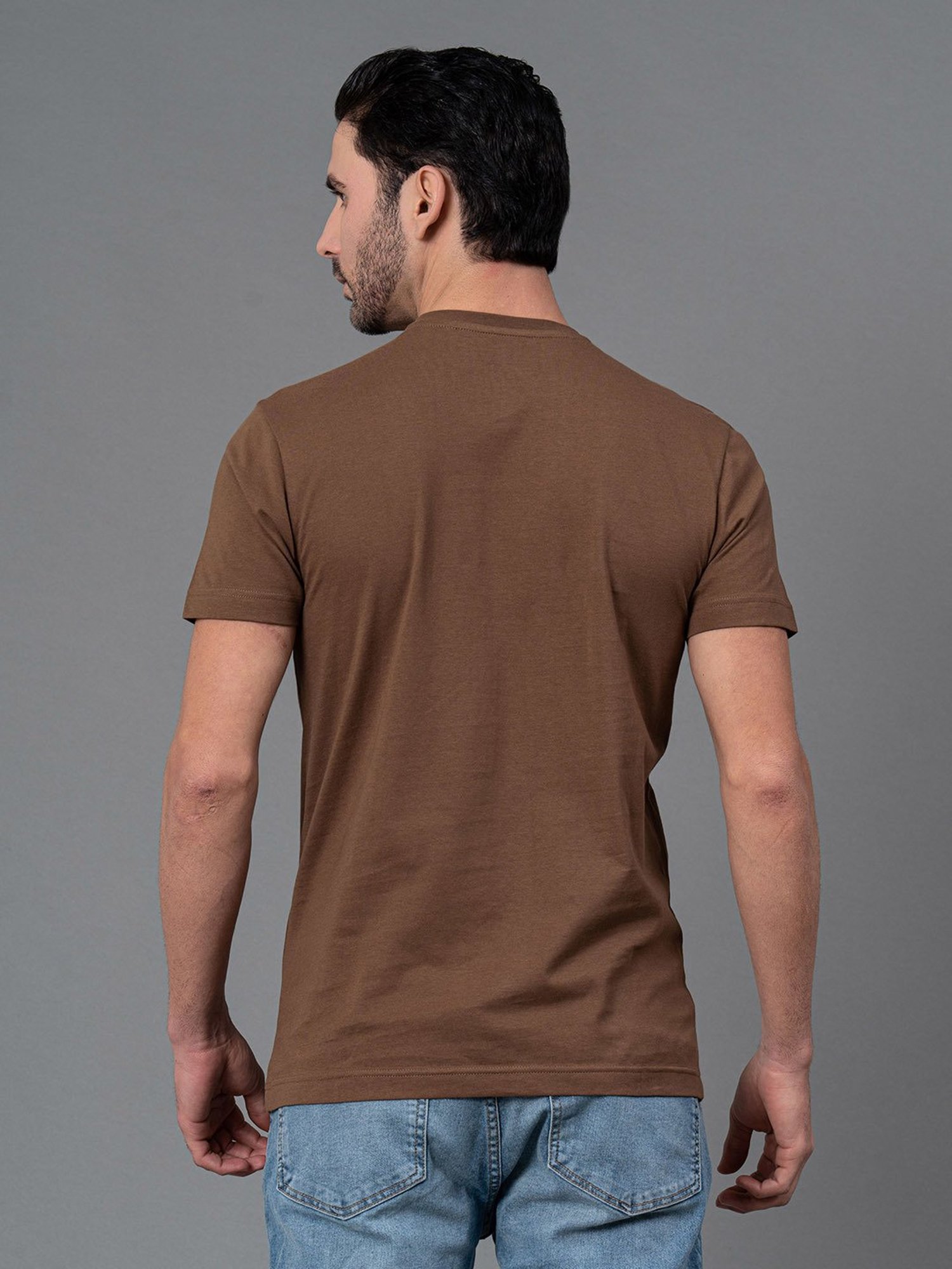 Red Tape Brown Regular Fit Graphic Print Cotton Crew T-Shirt