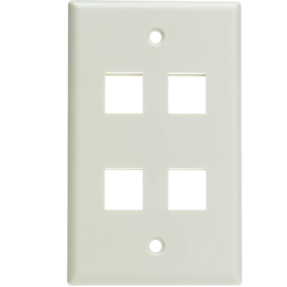 Keystone Wall Plate, 4 Hole, Single Gang - White