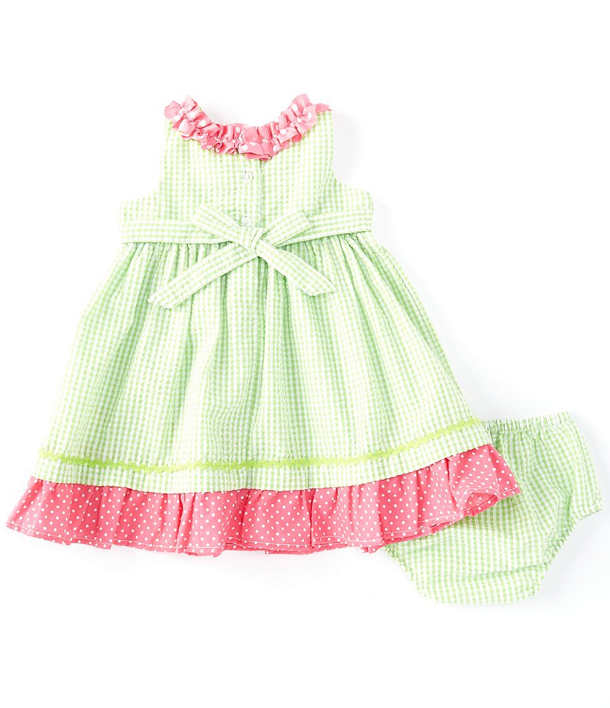 Rare Editions Baby Girls 12-24 Months Watermelon Checked Seersucker A-Line Dress