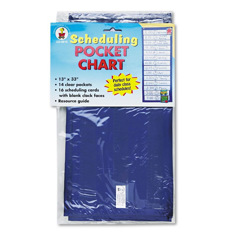 Carson-Dellosa Scheduling Pocket Chart Pockets 12-1/4"x1" 13"x33" Blue CD5615