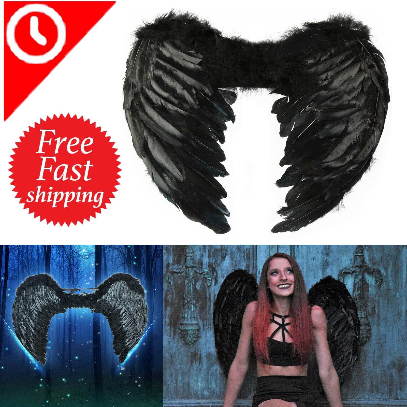 Angel Feather Wings Cosplay Christmas Fancy Dress Costume Event for Kids Adults