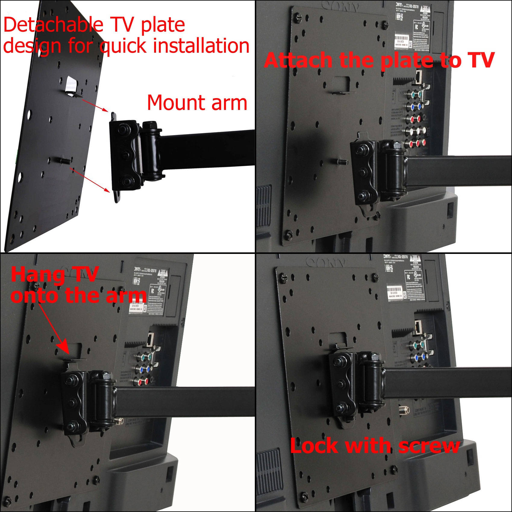 Full Motion TV Wall Mount for VIZIO 24 28 32 37 39 40 42 43 47 48 49 50 55 LCD LED Plasma Tilt Swivel HDTV CB6