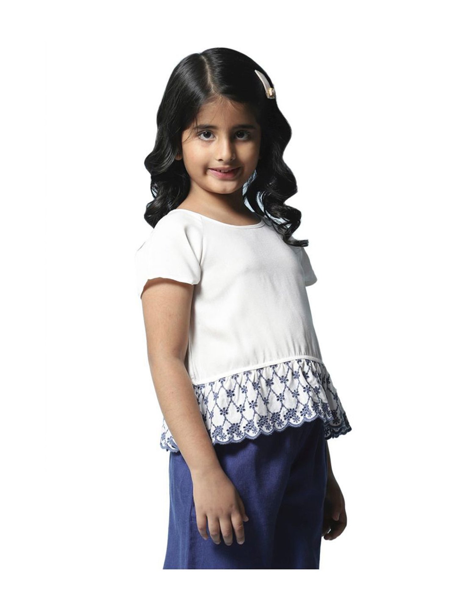 Biba Girls White Regular Fit Top