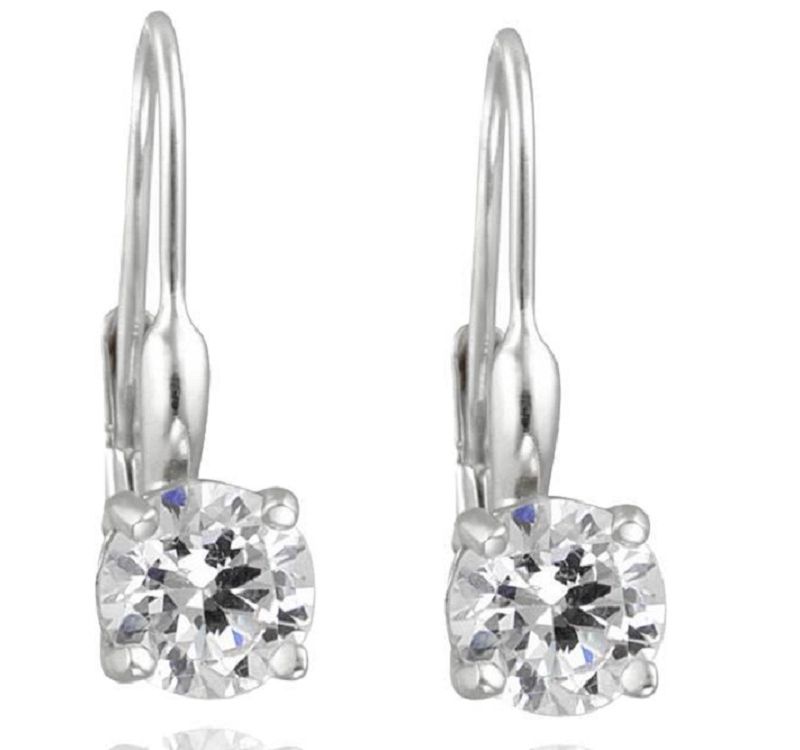 Pompeii3 5/8ct Lever Back Dangle Hoops 14K White Gold Earrings