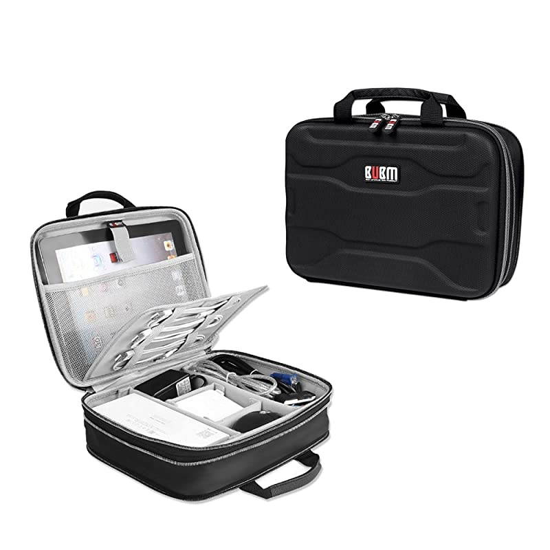 Electronics Organizer Bag,Double-Layer Convenient Travel Cable Storage Bag for IPad, Mobile Phone, Charger, USB Cable, SD Card, U Disk, Power Bank, Earphone(13 Feet Cable Management Belt)