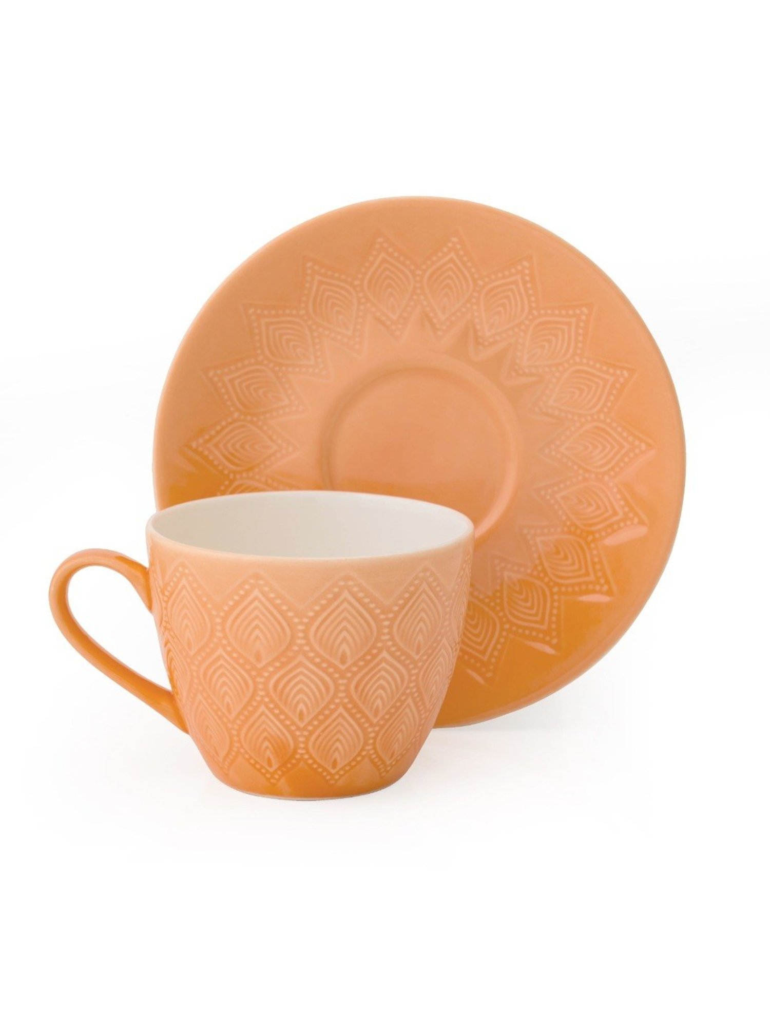 JCPL White & Red Ceramic Cup (0.18 L) - Set of 6