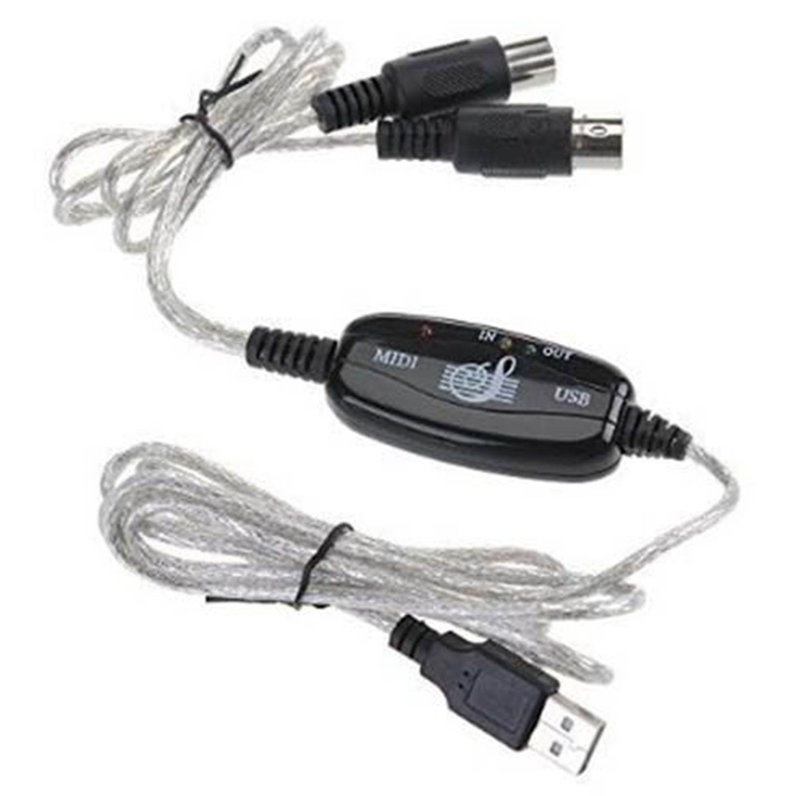 USB IN-OUT MIDI cable converter PC to music keyboard adapter cord X0Q5
