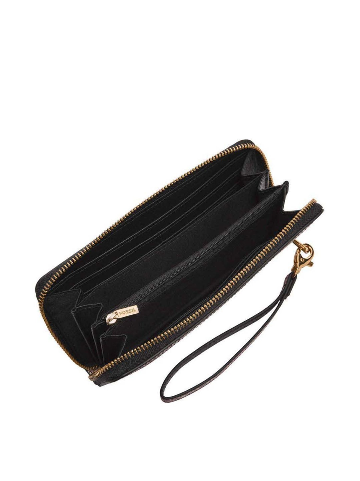 Fossil Logan Brown Textured Zip Around Wallet for Women