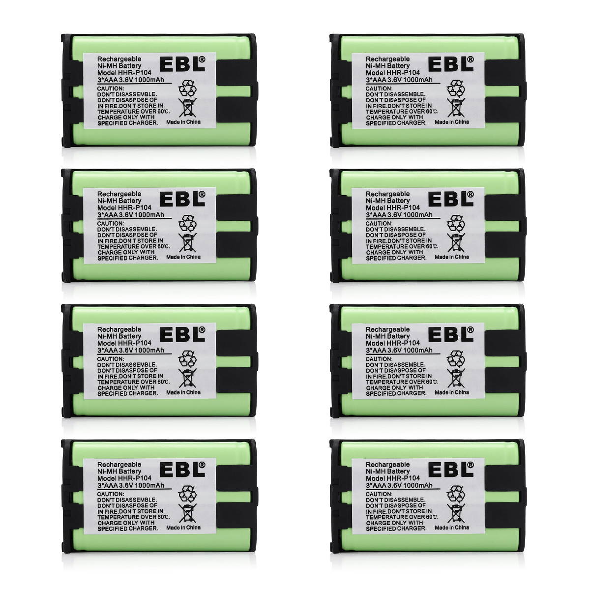 EBL 10 Pack HHR-P104 Batteries 1000mAh 3.6V Cordless Home Phone Replacement Battery for HHR-P104 P104A KX-TG2314 KX-TG2388B