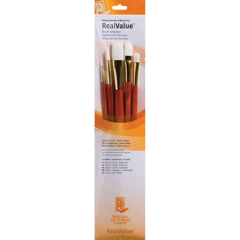 Synthetic White Taklon Real Value Brush Set-5/Pkg