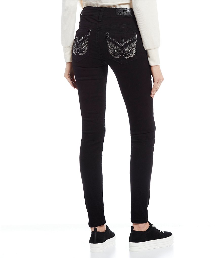 Miss Me Embellished Wing Flap Pocket Skinny Jeans