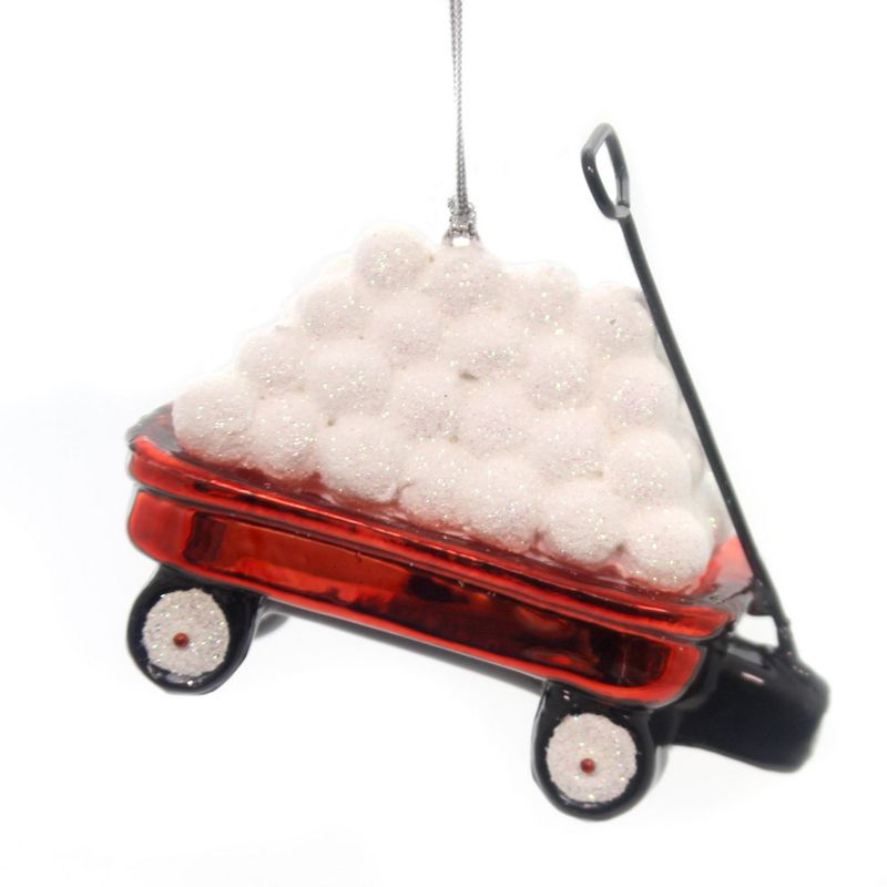 Noble Gems Little Red Wagon Ornament Snowballs Christmas  -  Tree Ornaments
