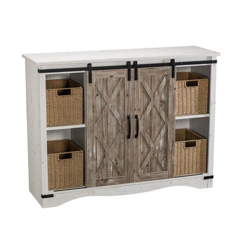 47" Barn Door Storage Accent Cabinet Off White - Home Essentials