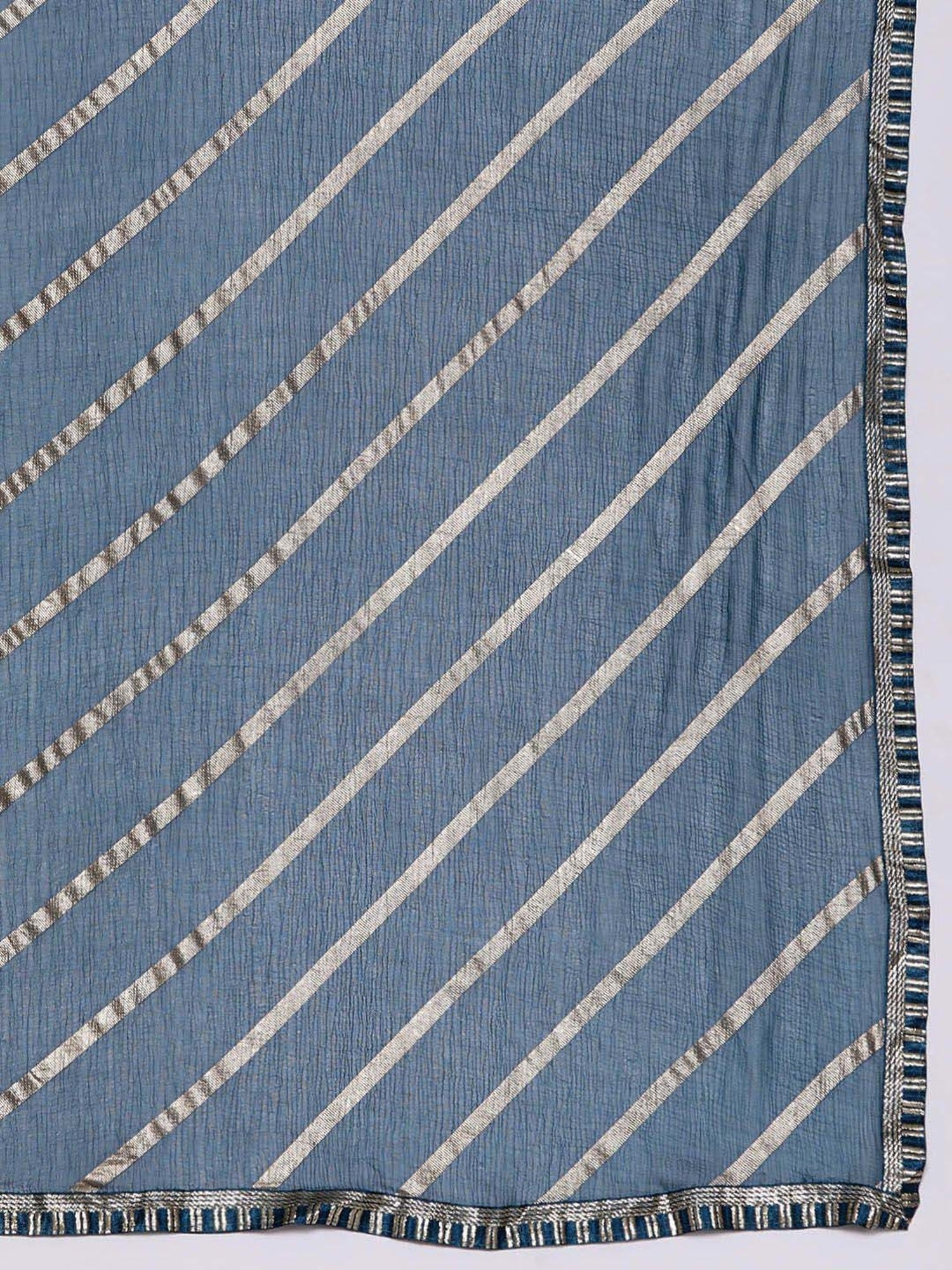 Libas Blue Embroidered Kurta Pant Set With Dupatta