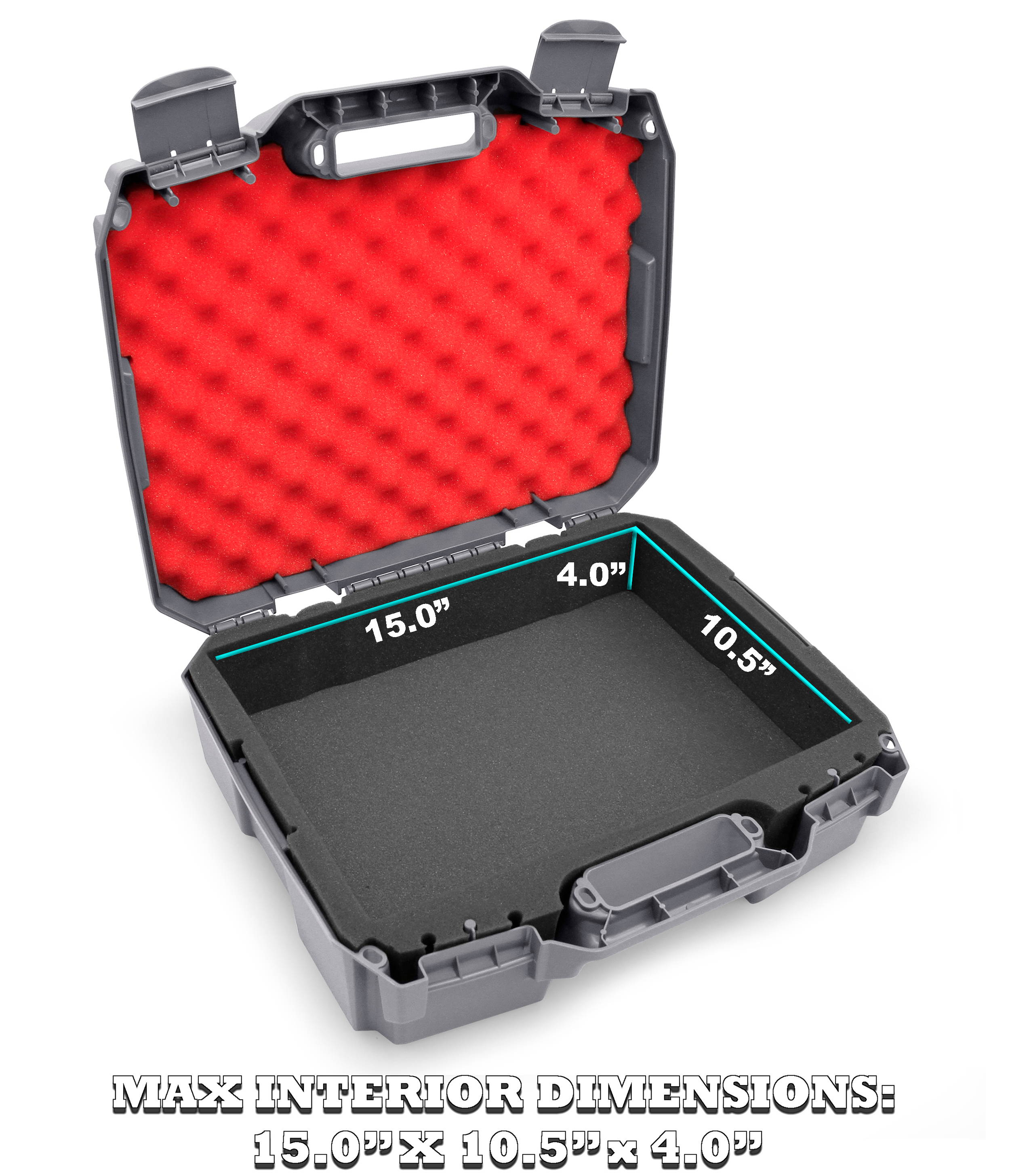 Casematix Hard Shell 15.6 Laptop Case fits MSI GS65 Stealth Thin, MSI GF63 Gaming Laptop and 15 inch Laptop Accessories &ndash; Includes Grey Case Only with Red Foam