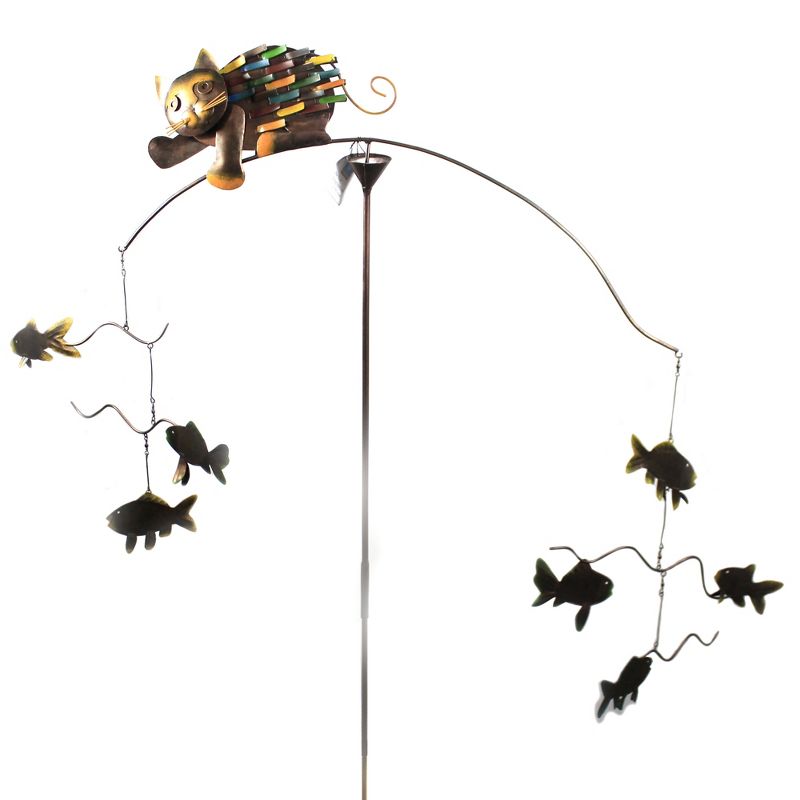 Home & Garden 43.5" Spikey Cat Balancer Kinetic Sculpture Gold Crest Distributing  -  Decorative Garden Stakes