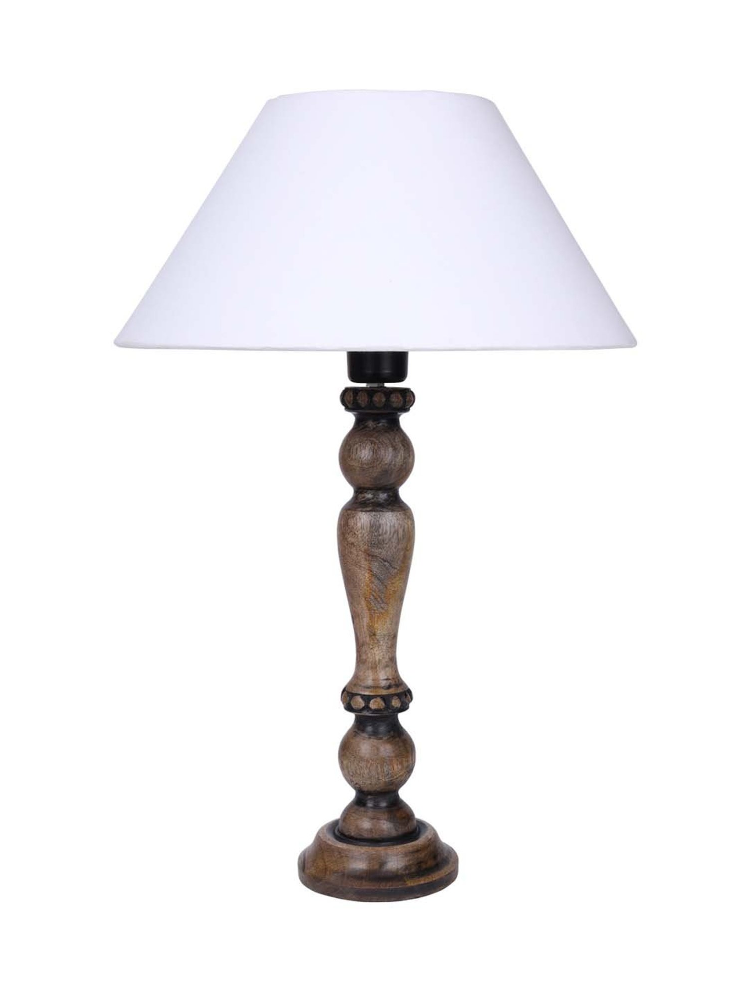 Homesake Eureka White & Brown Wooden Table Lamp with Bulb - Set of 1