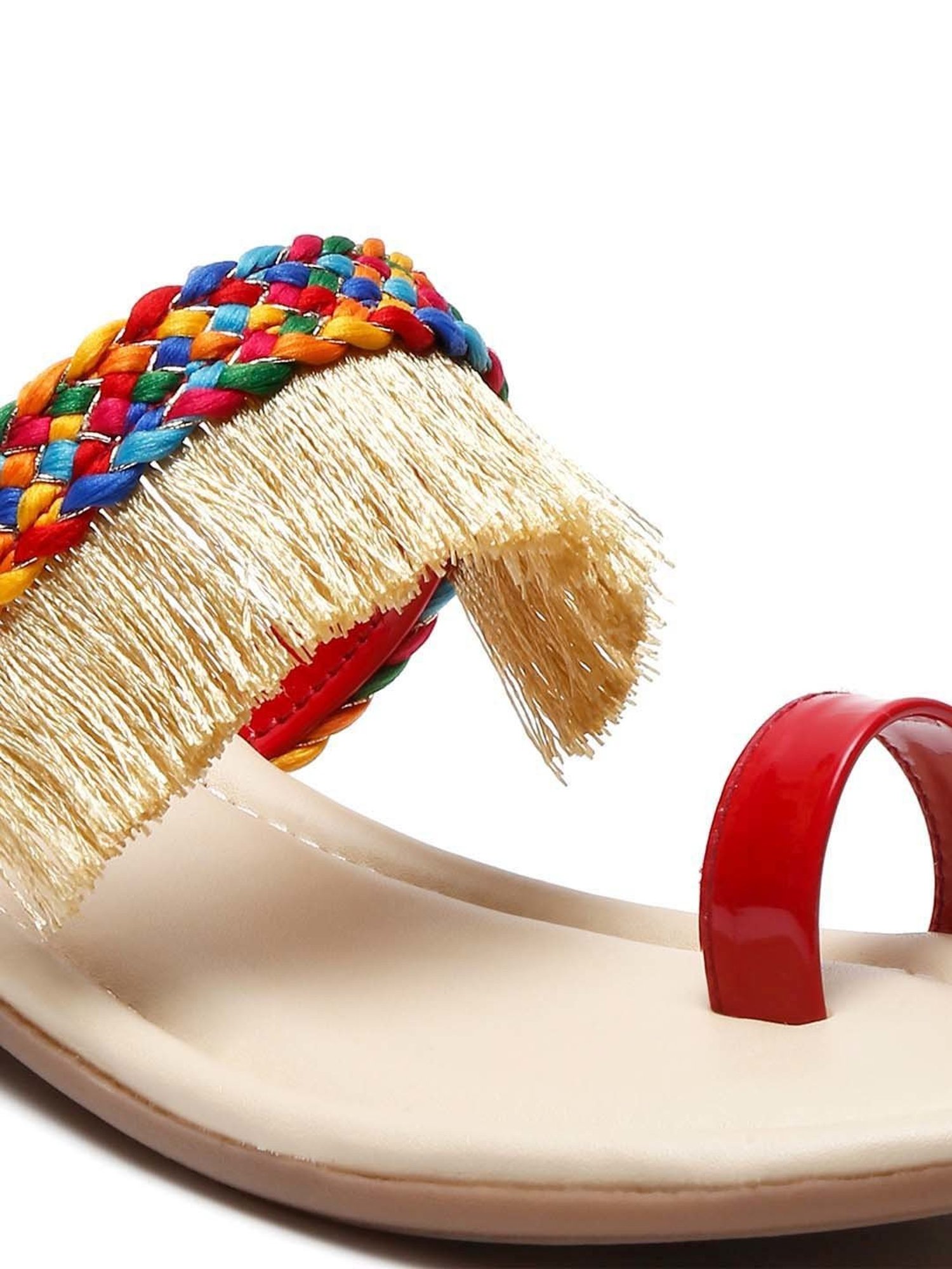 Tiny Bugs Kids Red & Beige Toe Ring Sandals