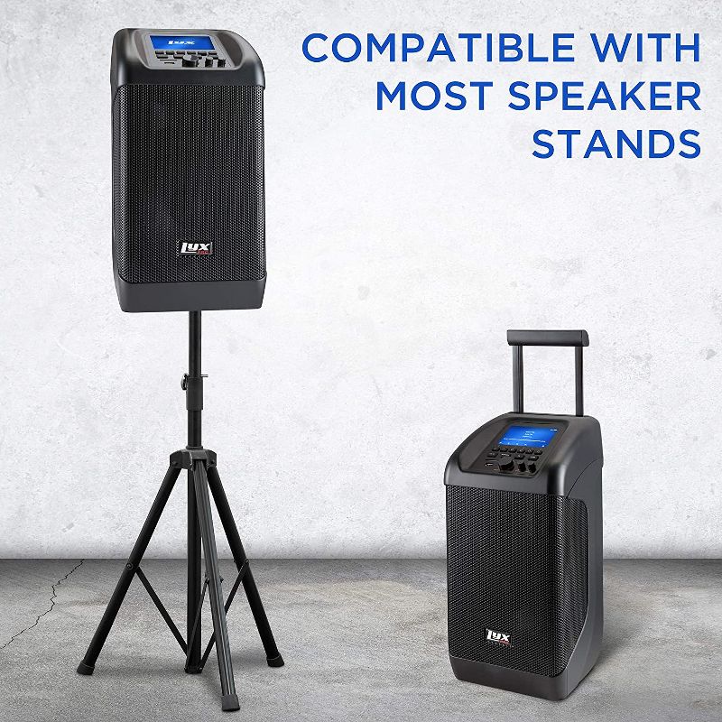 LyxPro Traveler Portable PA Speaker | 100W Rechargeable PA System w/ 8&rdquo; Woofer, Bluetooth, USB/SD Card Reader, LCD Screen & Inputs for Mic, XLR, RCA & Lines | Perfect for Karaoke, Presentations, Etc.