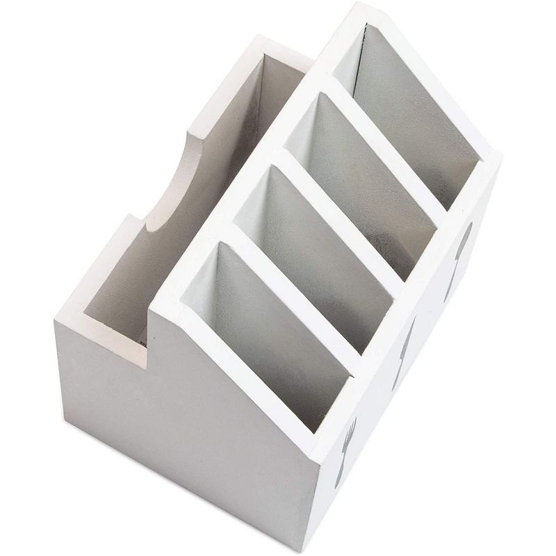 Farmlyn Creek Wooden Utensil Caddy (7 x 5.5 x 6.6 In, White)