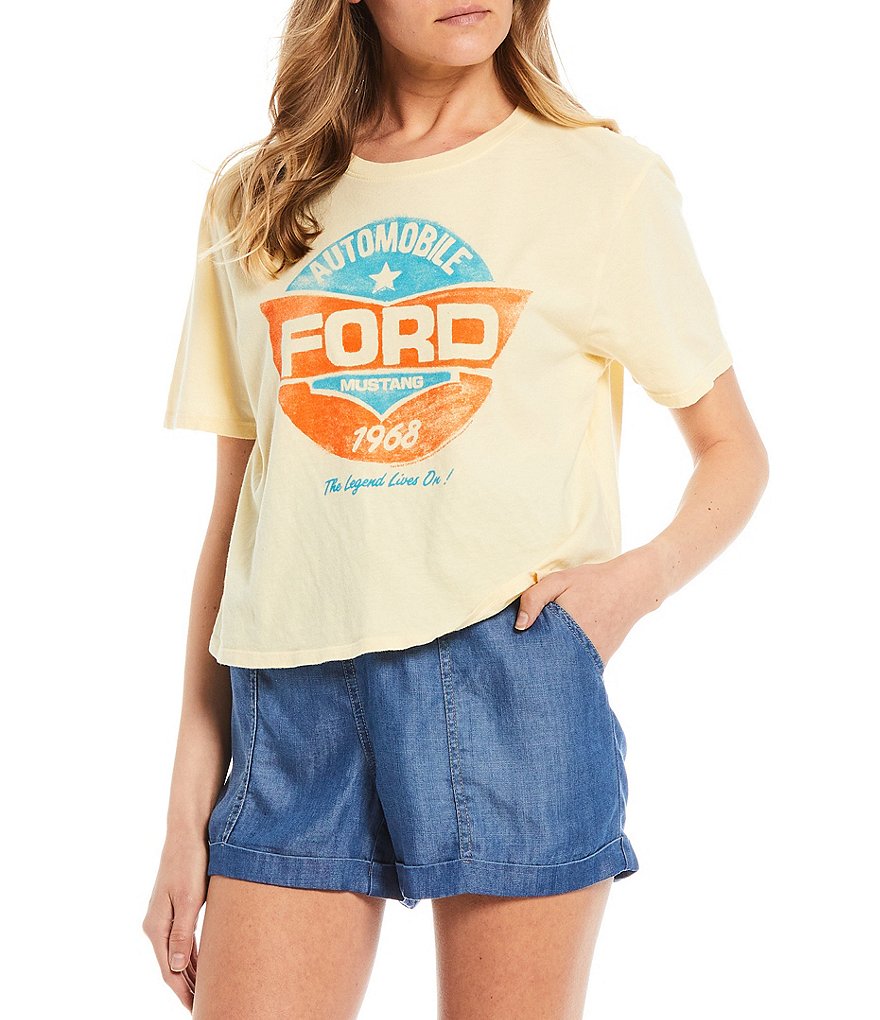 Junk Food Ford 1968 Automobile Short Sleeve Cropped Graphic Tee