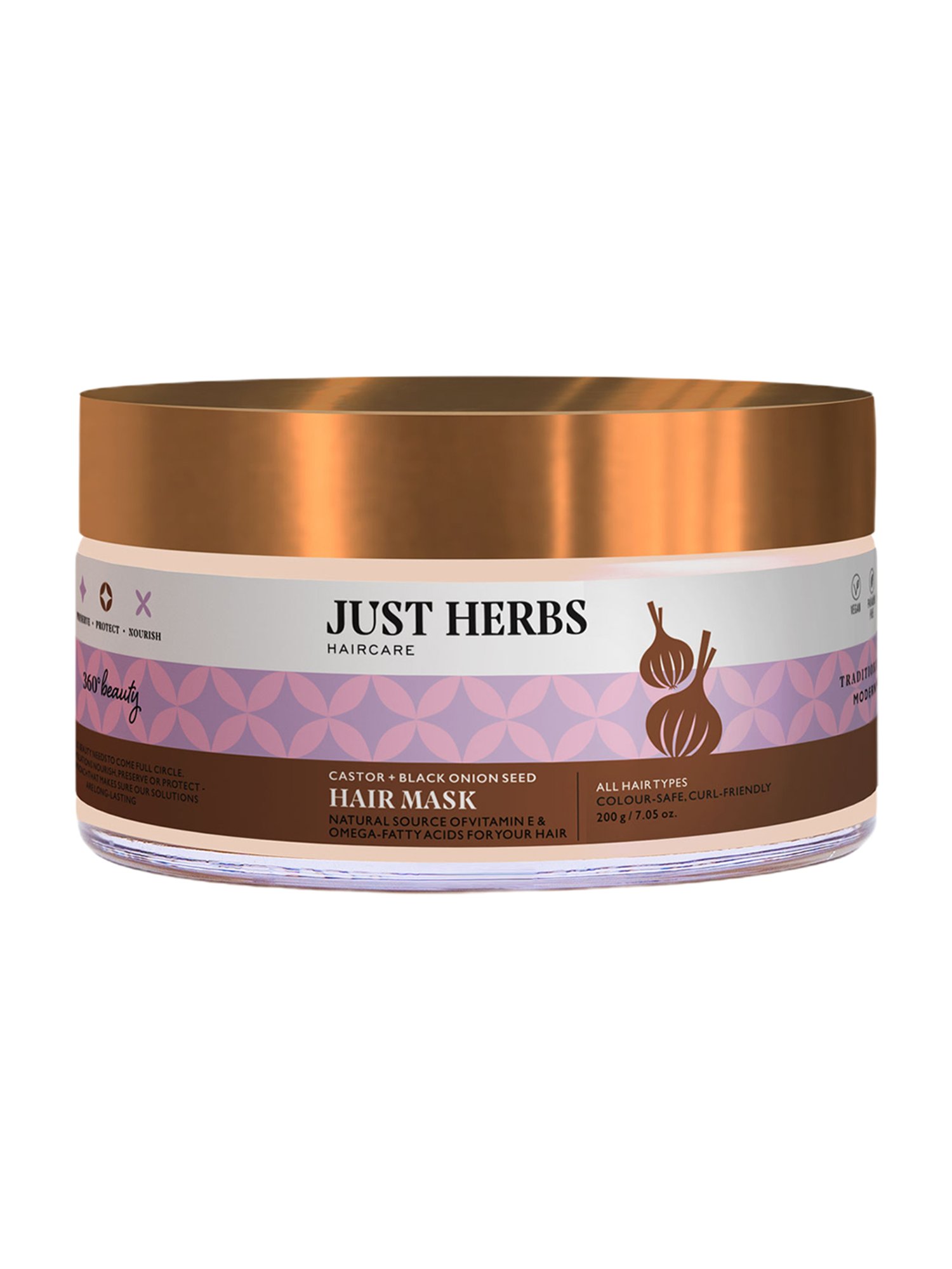 JUST HERBS Castor + Black Onion Seed Hair Mask - 200 gm