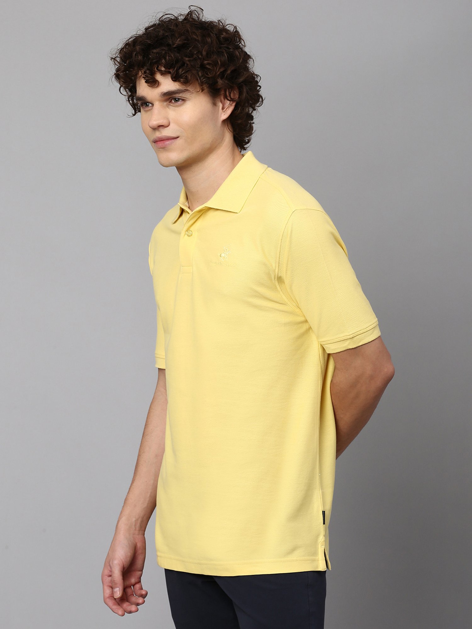 Beverly Hills Polo Club Yellow Classic Fit Cotton Polo T-Shirt